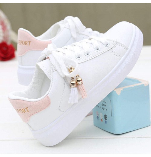 Customizable White Summer Running Sneakers for Girls - Flat Sport Shoes with Personalized Logos